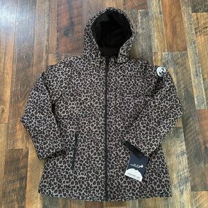 NWT Arctic Expedition High Performance Hybradown Down Filled Leopard Print Coat